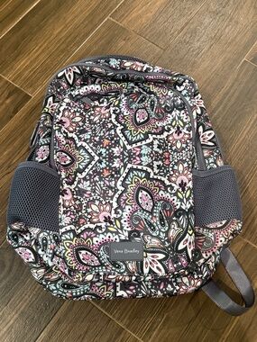 Vera Bradley Floral Paisley Daypack in Black, Pink, Mint